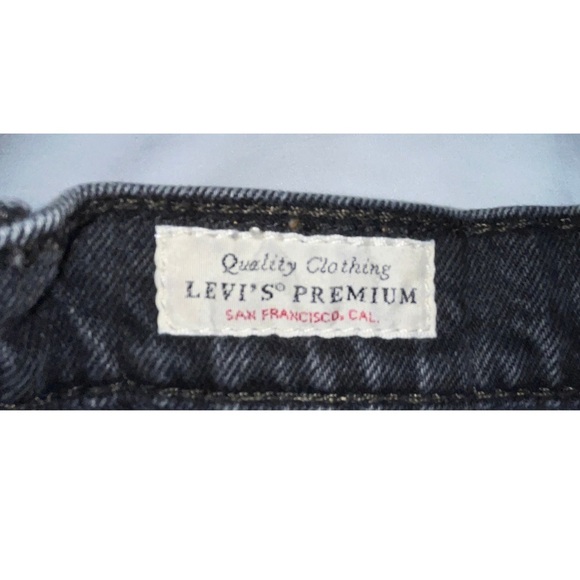 Levi’s Premium 501 Skinny Jeans Black Wash Distressed Knee Raw Hem Button Fly - Picture 5 of 9